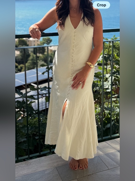 cult gaia Dresses & Skirts - cult gaia ivory halter button-front midi dress linen with wrapped buttons